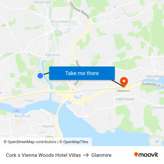 Cork s Vienna Woods Hotel Villas to Glanmire map