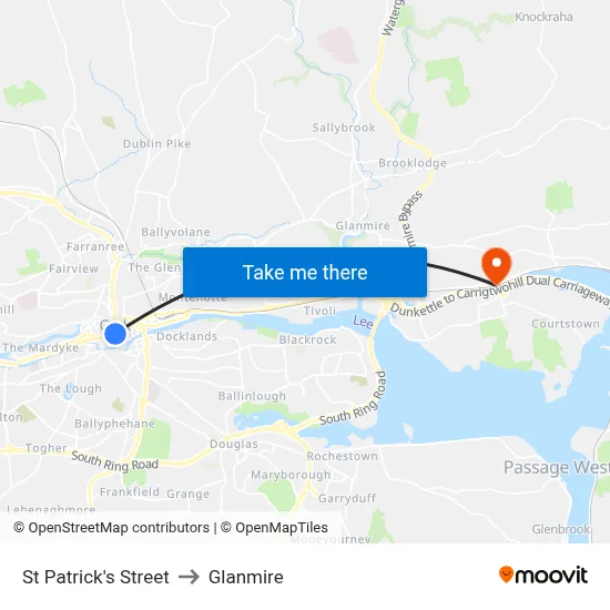 St Patrick's Street to Glanmire map
