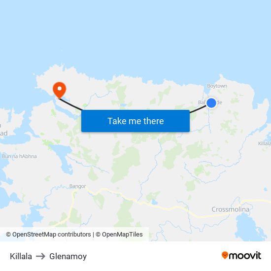 Killala to Glenamoy map