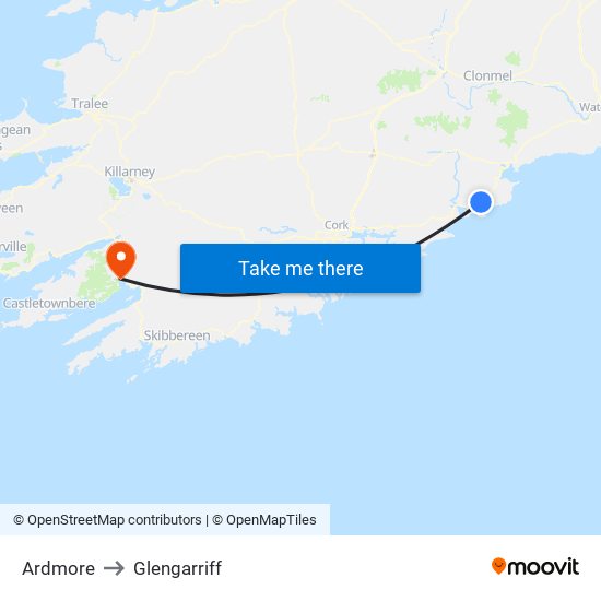 Ardmore to Glengarriff map