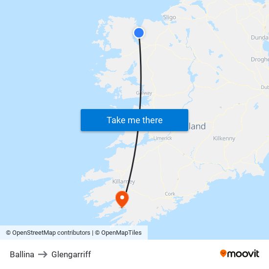 Ballina to Glengarriff map