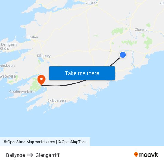 Ballynoe to Glengarriff map