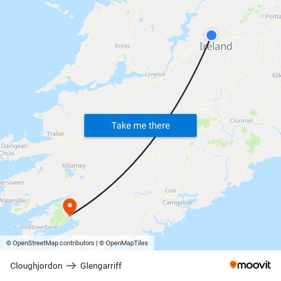 Cloughjordon to Glengarriff map