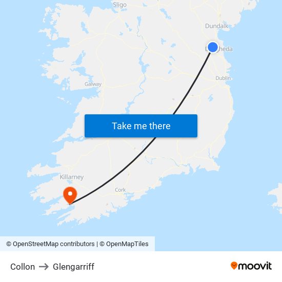 Collon to Glengarriff map