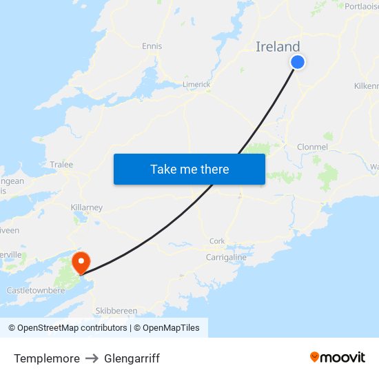 Templemore to Glengarriff map