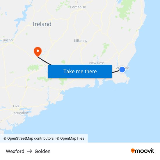 Wexford to Golden map