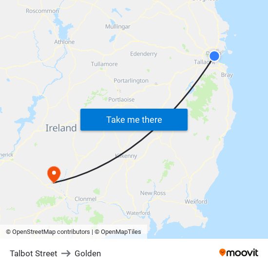 Talbot Street to Golden map