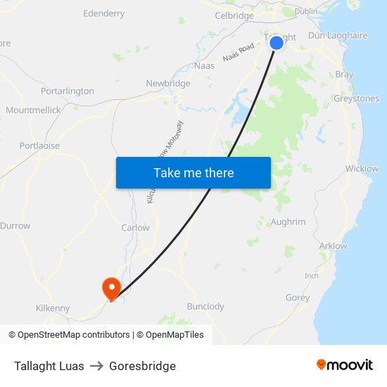 Tallaght Luas to Goresbridge map
