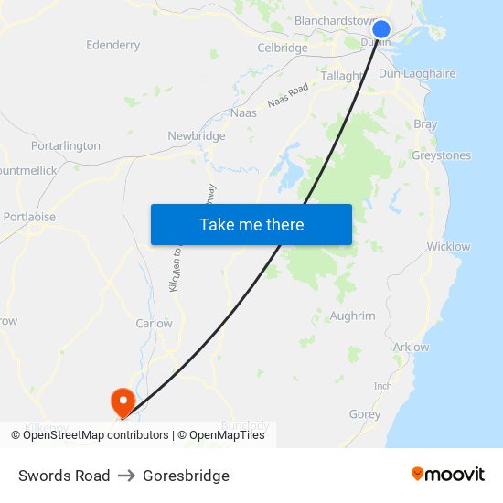 Swords Road to Goresbridge map