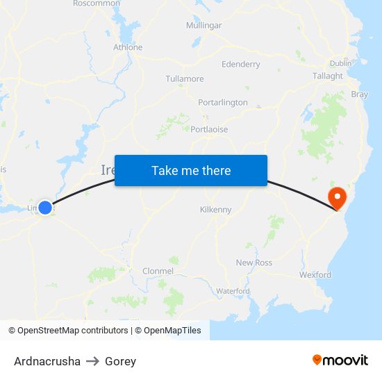 Ardnacrusha to Gorey map