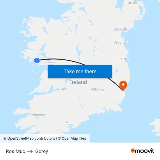 Ros Muc to Gorey map