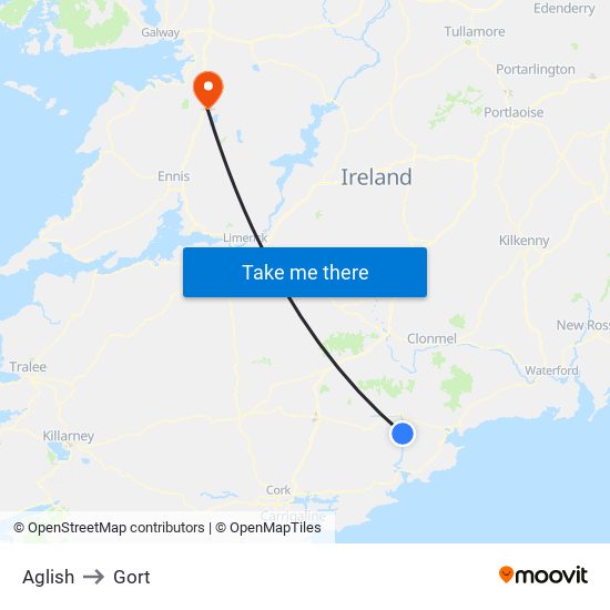 Aglish to Gort map