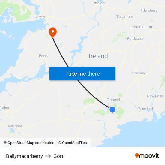 Ballymacarberry to Gort map