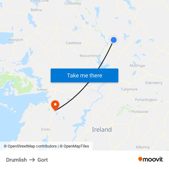 Drumlish to Gort map