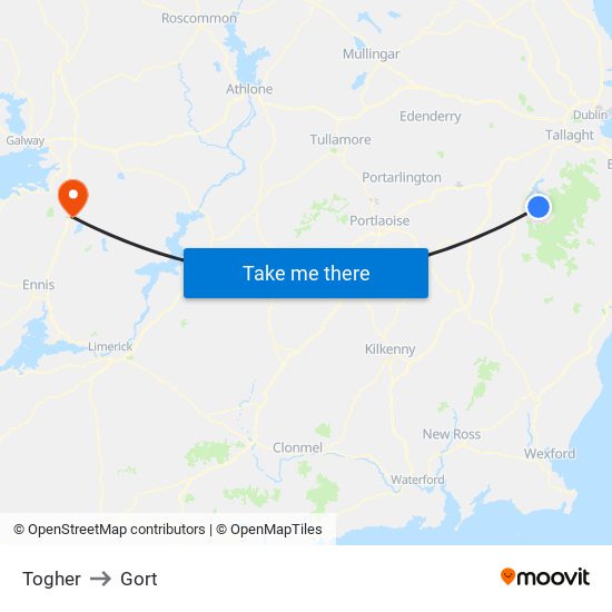 Togher to Gort map