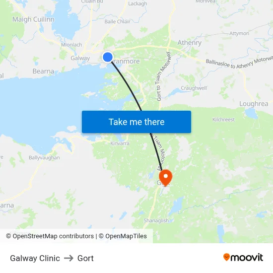 Galway Clinic to Gort map