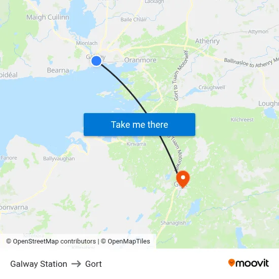 Galway Station to Gort map