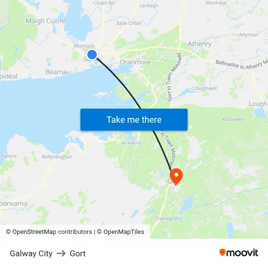 Galway City to Gort map