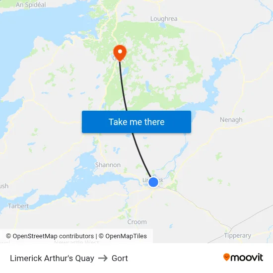 Limerick Arthur's Quay to Gort map