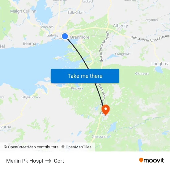Merlin Pk Hospl to Gort map