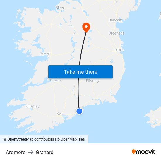 Ardmore to Granard map