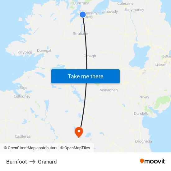 Burnfoot to Granard map