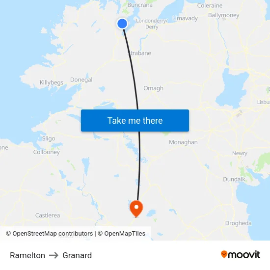Ramelton to Granard map