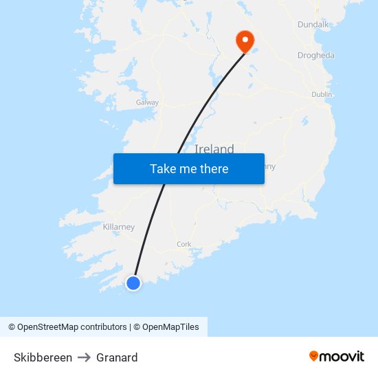 Skibbereen to Granard map