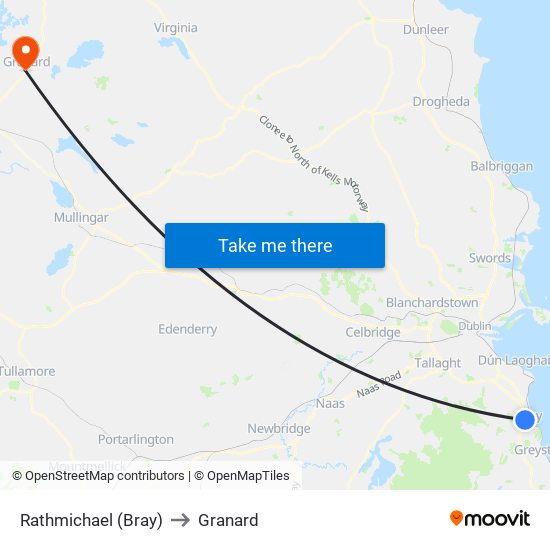 Rathmichael (Bray) to Granard map