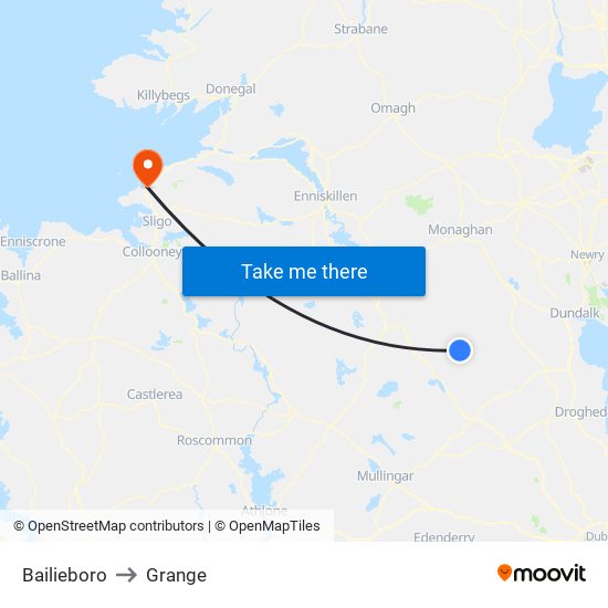 Bailieboro to Grange map