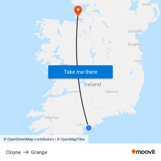 Cloyne to Grange map