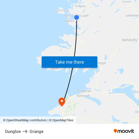 Dungloe to Grange map