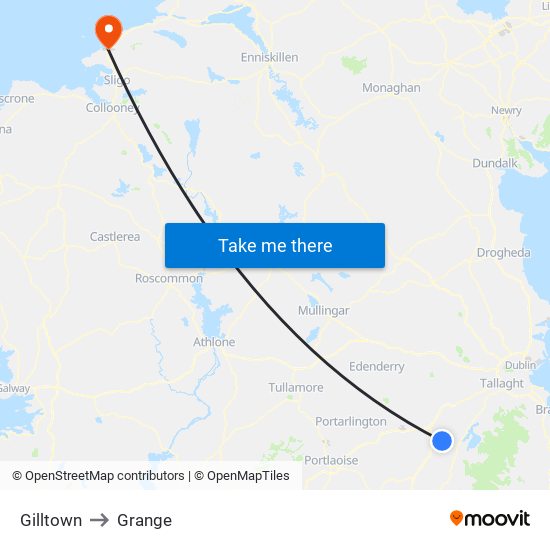 Gilltown to Grange map