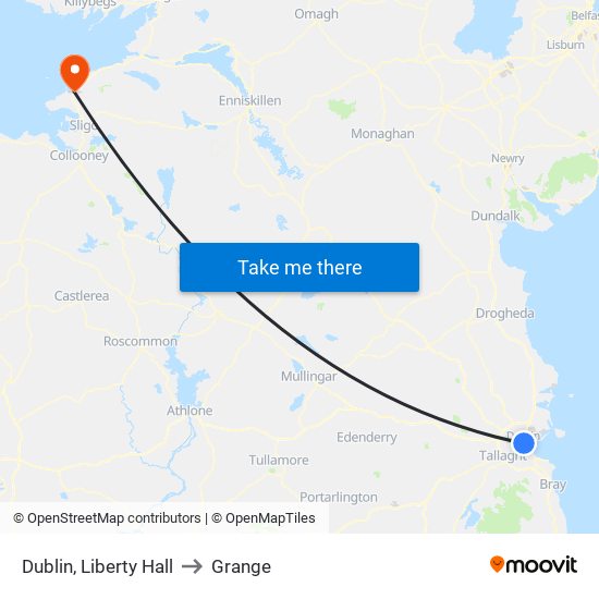 Dublin, Liberty Hall to Grange map