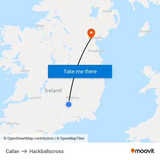 Callan to Hackballscross map
