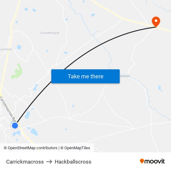Carrickmacross to Hackballscross map
