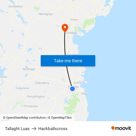 Tallaght Luas to Hackballscross map