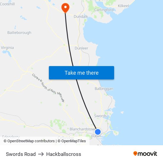 Swords Road to Hackballscross map