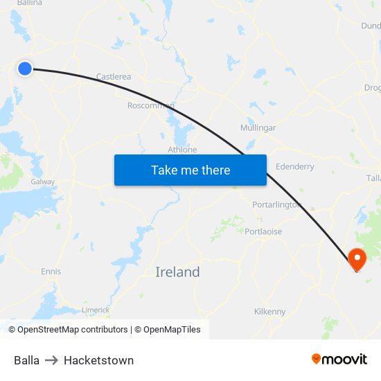 Balla to Hacketstown map