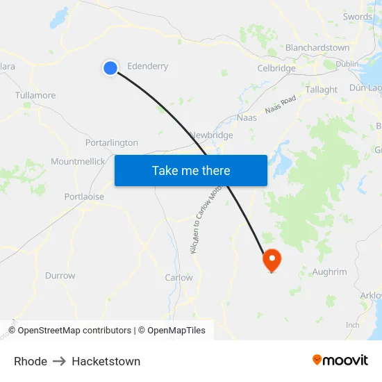 Rhode to Hacketstown map