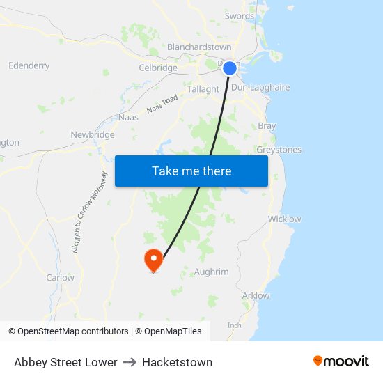 Abbey Street Lower to Hacketstown map