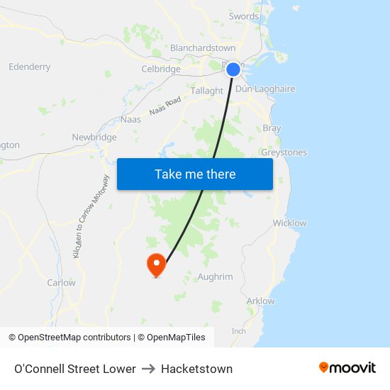 O'Connell Street Lower to Hacketstown map