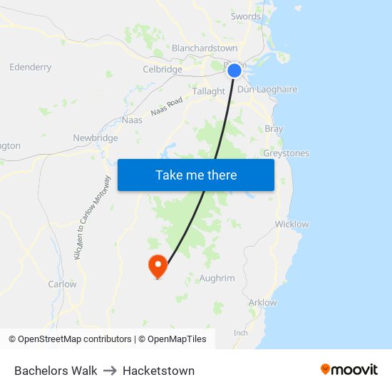 Bachelors Walk to Hacketstown map