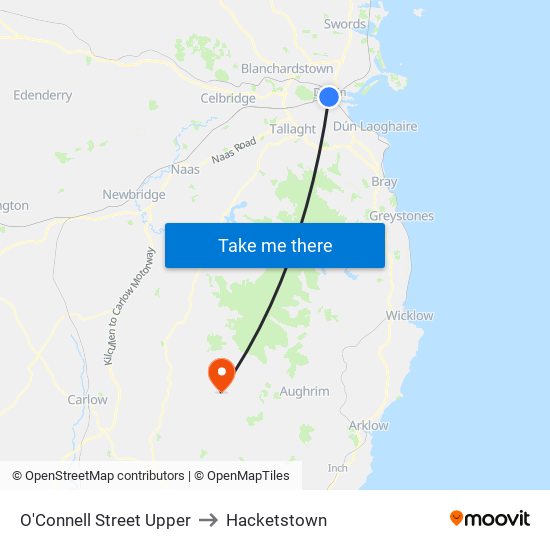 O'Connell Street Upper to Hacketstown map