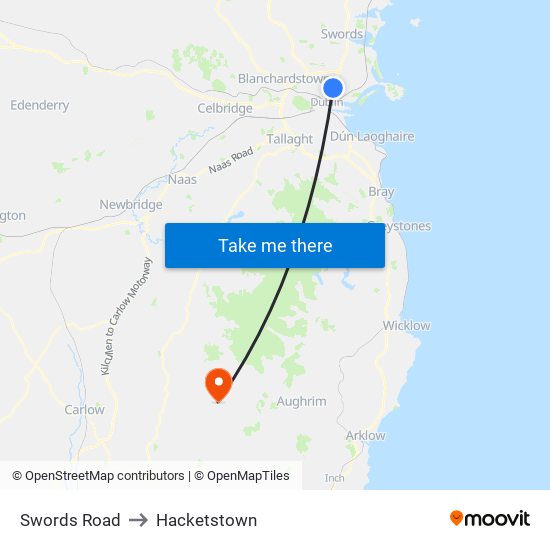 Swords Road to Hacketstown map