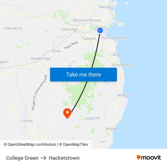 College Green to Hacketstown map