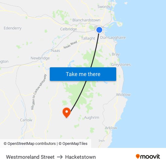 Westmoreland Street to Hacketstown map