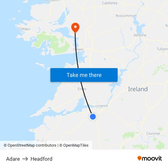 Adare to Headford map