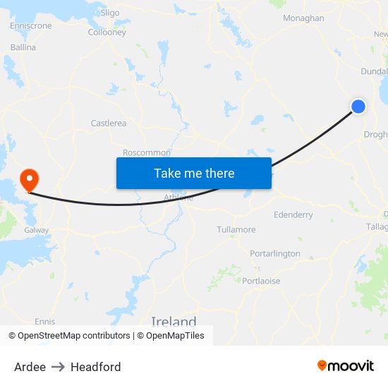 Ardee to Headford map