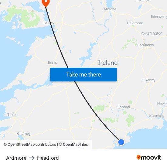 Ardmore to Headford map